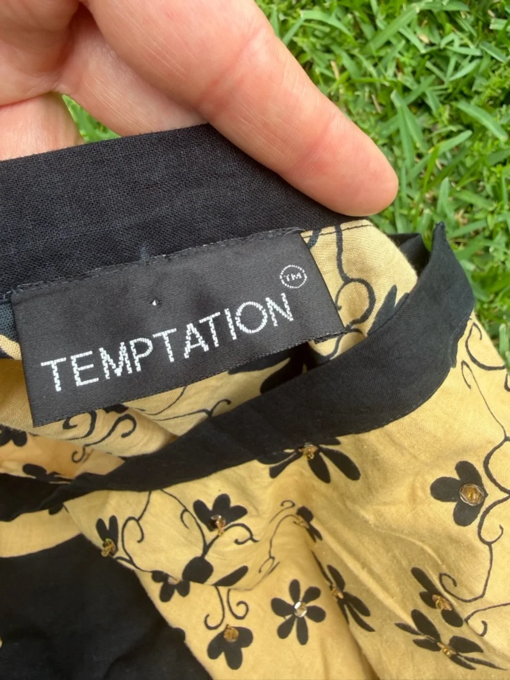 Vintage Temptation Floral Midi Skirt Black Pink Roses Sequin Detail Boho Small - Picture 6 of 6